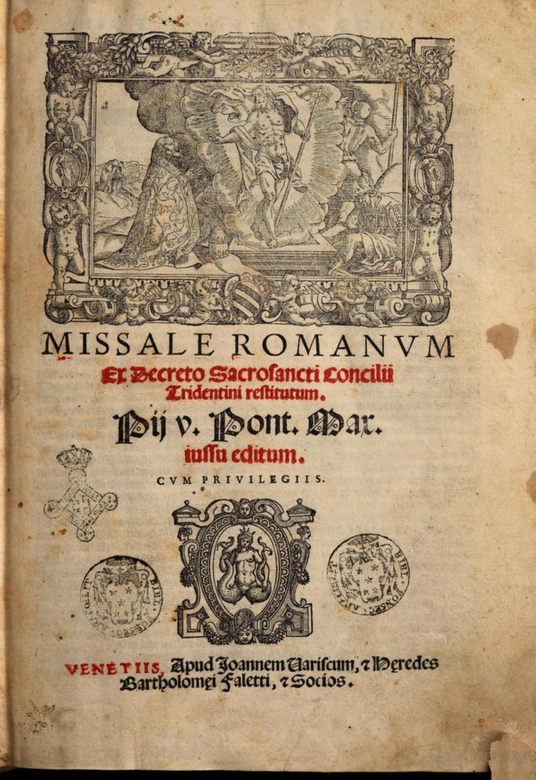 <i>Missale Romanum ex decreto Sacrosanctii Concilii Tridentini restitutum</i>, Venecia, 1570.