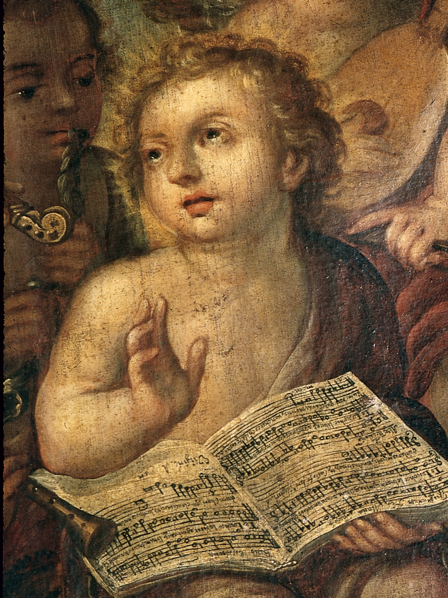 Juan Correa, <i>El niño Jesús con ángeles músicos</i>, detalle, Óleo sobre tela, MUNAL. Fototeca Manuel Toussaint IIE.