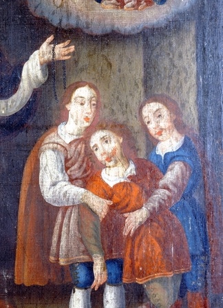 Anónimo, <i>Santo Domingo predica el rosario</i>, óleo sobre tela, siglo XVII, Museo Nacional del Virreinato. Mediateca INAH. 