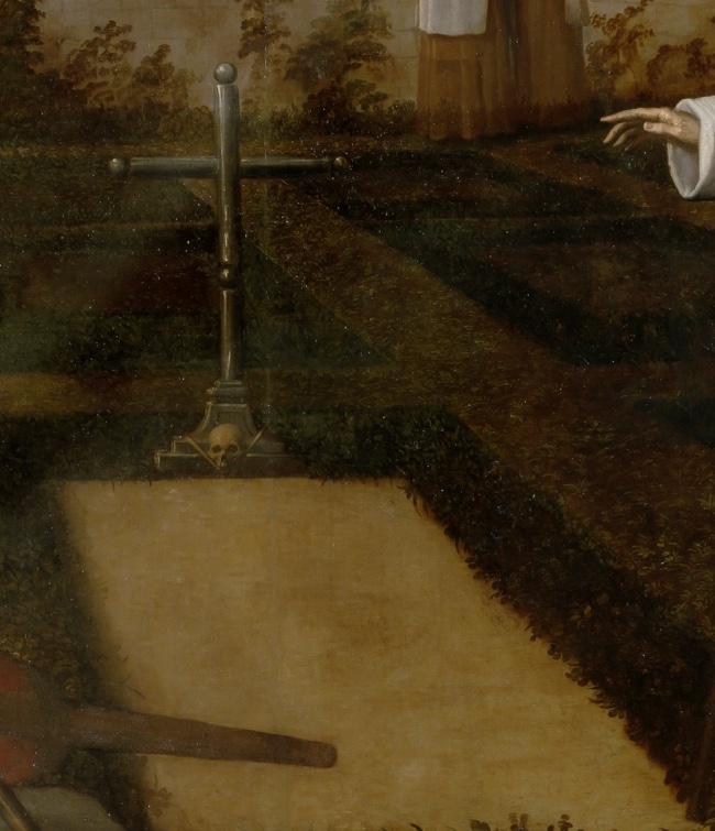 Vicente Carducho (1576-1638), <i>La observancia cartujana más allá de la muerte</i> (detalle), 1632, óleo sobre lienzo, 337 x 297.5 cm. Edición: David Nájera. Disponible en Museo del Prado: https://www.museodelprado.es/