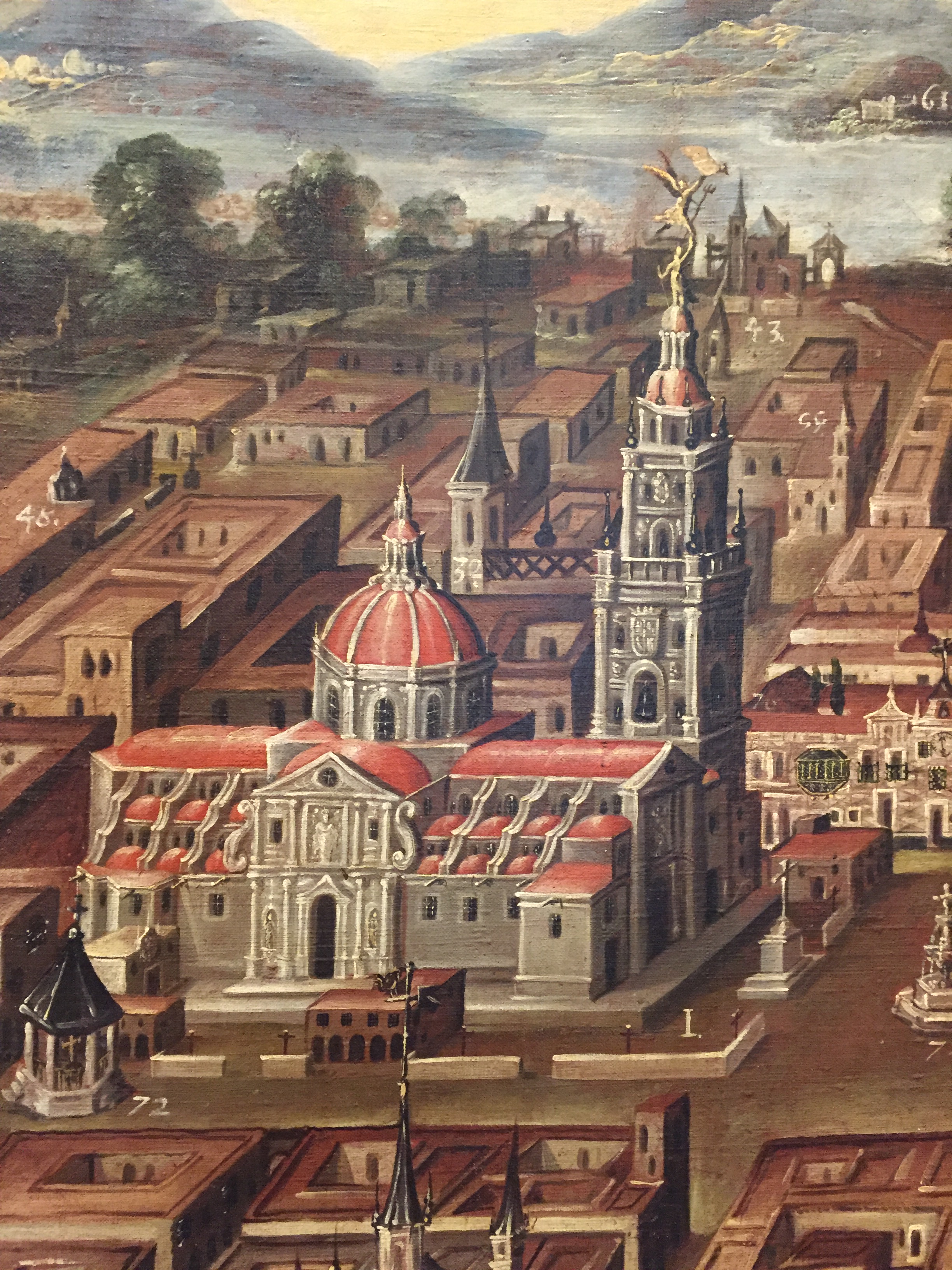 Diego Correa, <i>Biombo “Plano de la CIudad de México” </i> (Detalle), Óleo sobre tela, 1693, Museo Nacional de Historia, México. Foto: David Nájera. 