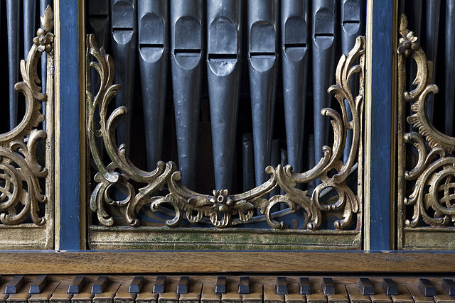 Organo positivo de 1700, detalle, Deutsches Museum, Fotografía: Jorge Royan, 2007, licencia Creative Commons